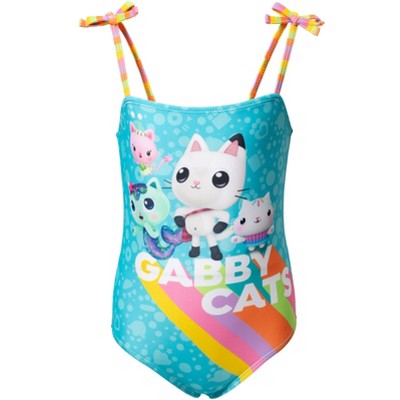 Gabby's Dollhouse Square Neck One Piece Bathing Suit UPF 50+ Little Kid to Big Kid