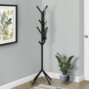 FONTIO Hall Trees, 70" Coat Rack with 8 Hooks, Free Standing Hall Tree for Bedroom Entryway Living Room, Black, 17.5"*70.25"*17.5" - 1 of 4