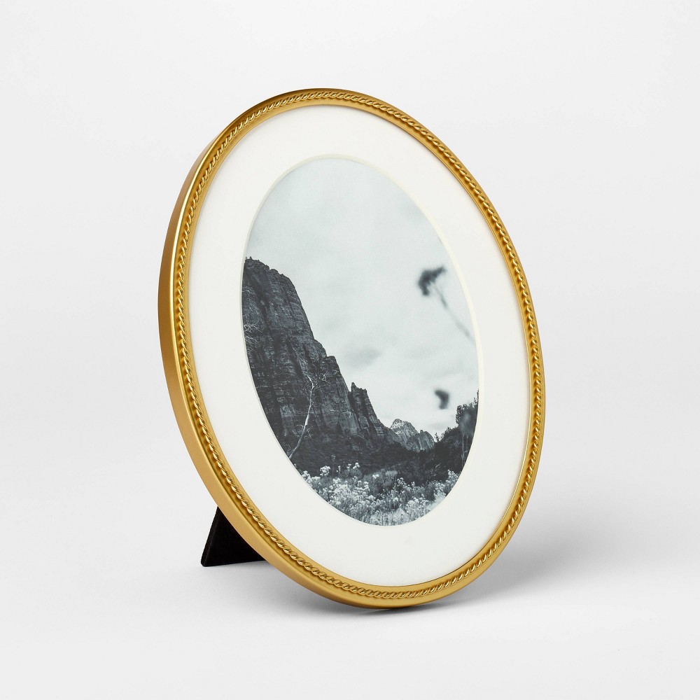 Photos - Photo Frame / Album 7"x9" Matted to 5"x7" Twisted Metal Oval Picture Frame - Threshold™ designed with Studio McGee