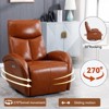 GDFStudio Darren Modern Genuine Leather Upholstered Swivel Rocker Chair with Charge Port and Recliner Button, Brown - 2 of 4