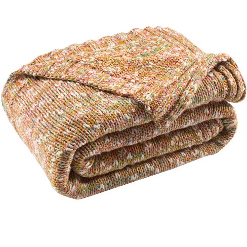 Darling Knit Throw Blanket - Orange/Multicolored - 50