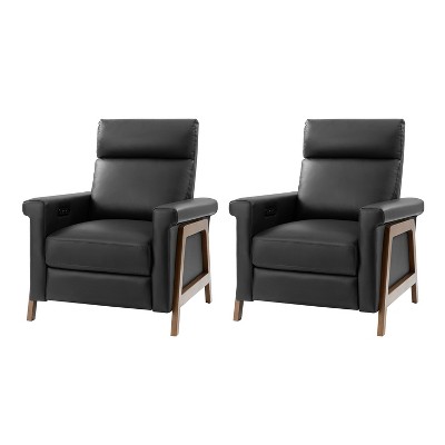 Set of 2 Camilo 32.75 Wide Genuine Leather Power Recliner | Artful Living Design