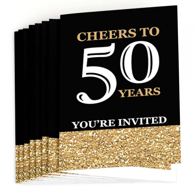 Big Dot of Happiness Adult 50th Birthday - Gold - Fill-In Birthday Party Invitations (8 count), 2 of 7