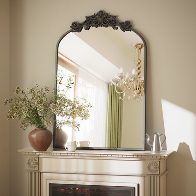 BEAUTYPEAK Vanity Wall Mirror Decorative Vintage Arched Bathroom Mirror Classic Designed Mirror