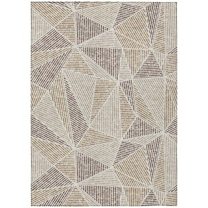 Brown Taupe And Beige Geometric Washable Indoor Outdoor Area Rug - 1 of 4