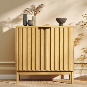 Fluted Storage Cabinet , Buffet Cabinet Sideborad with Door, Kitchen Buffet Storage Accent Cabinet with Adjustable Shelves - 1 of 4