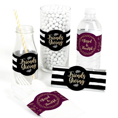 Big Dot of Happiness Elegant Thankful for Friends - DIY Party Supplies - Friendsgiving Thanksgiving Party DIY Wrapper Favors & Decorations - Set of 15