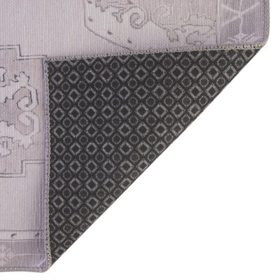 White Gray Octagon Chenille Flat Woven Area Rug