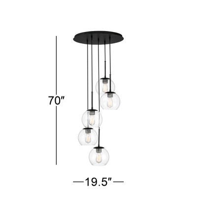 Samantha 22" Modern Black and Clear Glass 5-Light Pendant Chandelier