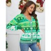 Women Christmas Sweater Cardigans with Reindeer Snowflakes Pattern Button Down Christmas Ugly Sweater Cardigan V Neck Casual Xmas Cardigan - Green,2XL - 3 of 4