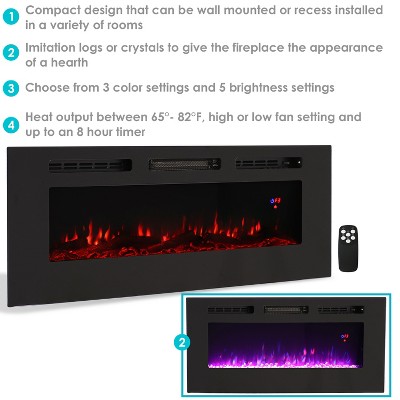 Sophisticated Hearth 50" Black Steel Electric Fireplace with Remote Control