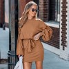 Women's Chic Ribbed Knit Belted Sweater Dress - Cupshe - 4 of 4
