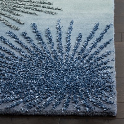 Denim Blue 6' x 9' Tufted Wool and Viscose Area Rug
