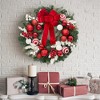 24" Lighted Christmas Wreath with Timer | Pre-Lit Xmas Wreath | 20 Lighted Bowknot Balls, Ornaments & Berries | Battery-Operated - 4 of 4