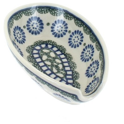 Blue Rose Polish Pottery 381 Ceramika Artystyczna Small Spoon Rest