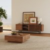 POVISON Mid-Century Modern TV Stand, Louvered Wood Entertainment Center with Slatted Doors, Open Storage,70.87" - 3 of 4