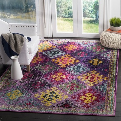 Elegant Monaco 59'' Rectangular Purple Multi Geometric Area Rug