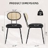Mid-Century Dining Chairs Set of 2/4/6, Modern Velvet Upholstered Dining Room Chairs with Rattan Backrest & Sturdy Metal Legs, Perfect, Black/Green - 3 of 4
