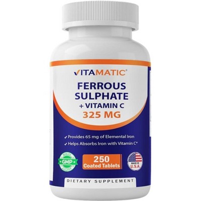 Ferrous Sulphate 325mg Vitamin C 100mg - 250 Coated Tablets