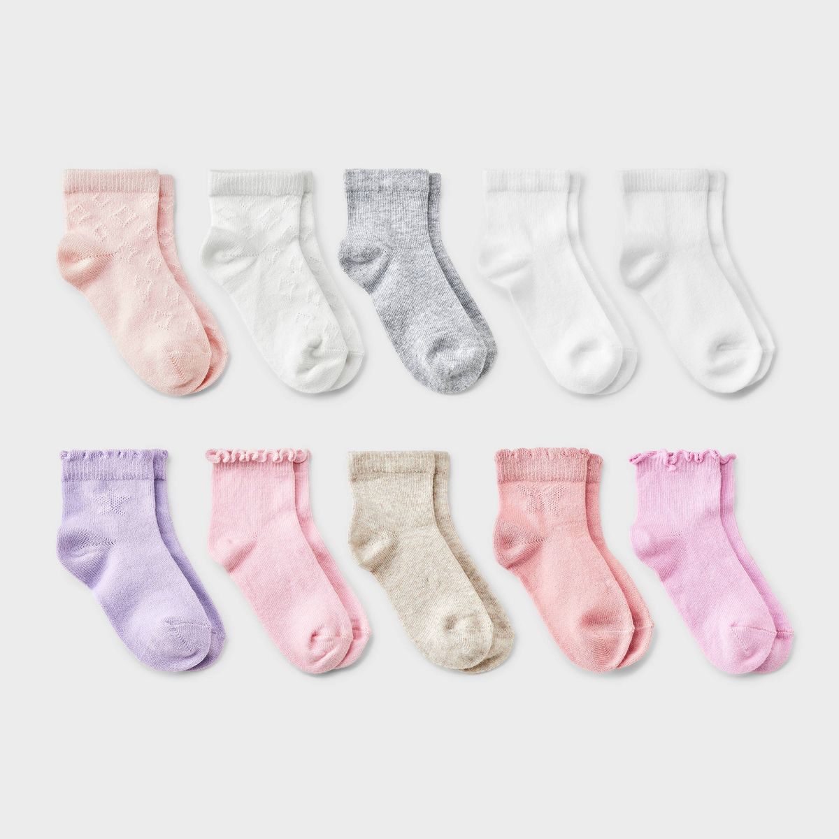Toddler 10pk Ankle Socks - Cat & Jack™ Pink/Purple/Neutral
