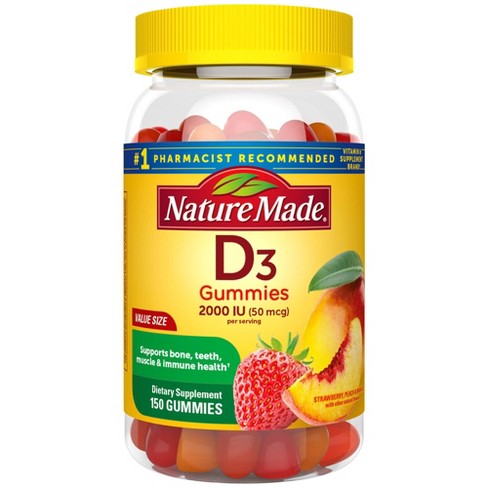 alleen leven Prestige Nature Made Vitamin D3 2000 Iu (50 Mcg) Gummies - Strawberry, Peach & Mango  - 150ct : Target