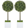 HOMCOM Lifelike Artificial Plants Set of 2, 1.5FT Fake Boxwood Topiary Balls with 114 PE Leaves, Potted Faux Trees for Home Office Decor, Green - 4 of 4