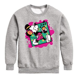 Boys' - Disney - Mickey Music Stroll Graphic Long Sleeve Fleece Sweatshirt - 1 of 4