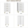 Fluted Dresser for Bedroom with 5 Drawers,Wooden Chest of Drawers with Metal Handle & Feet - 3 of 4
