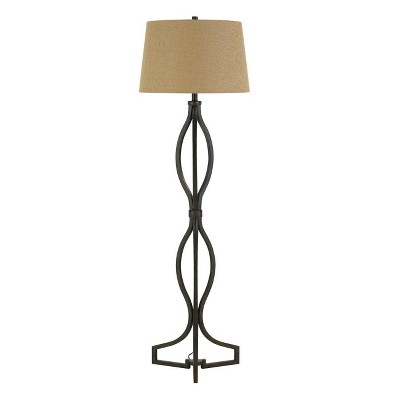 61.5" 3-way Tivoli Iron Floor Lamp with Burlap Shade Rust - Cal Lighting