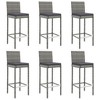 vidaXL Patio Bar Set Outdoor Table and Chair Set with Cushions Poly Rattan - Gray 43.3" Table Length 6 Piece - 4 of 4