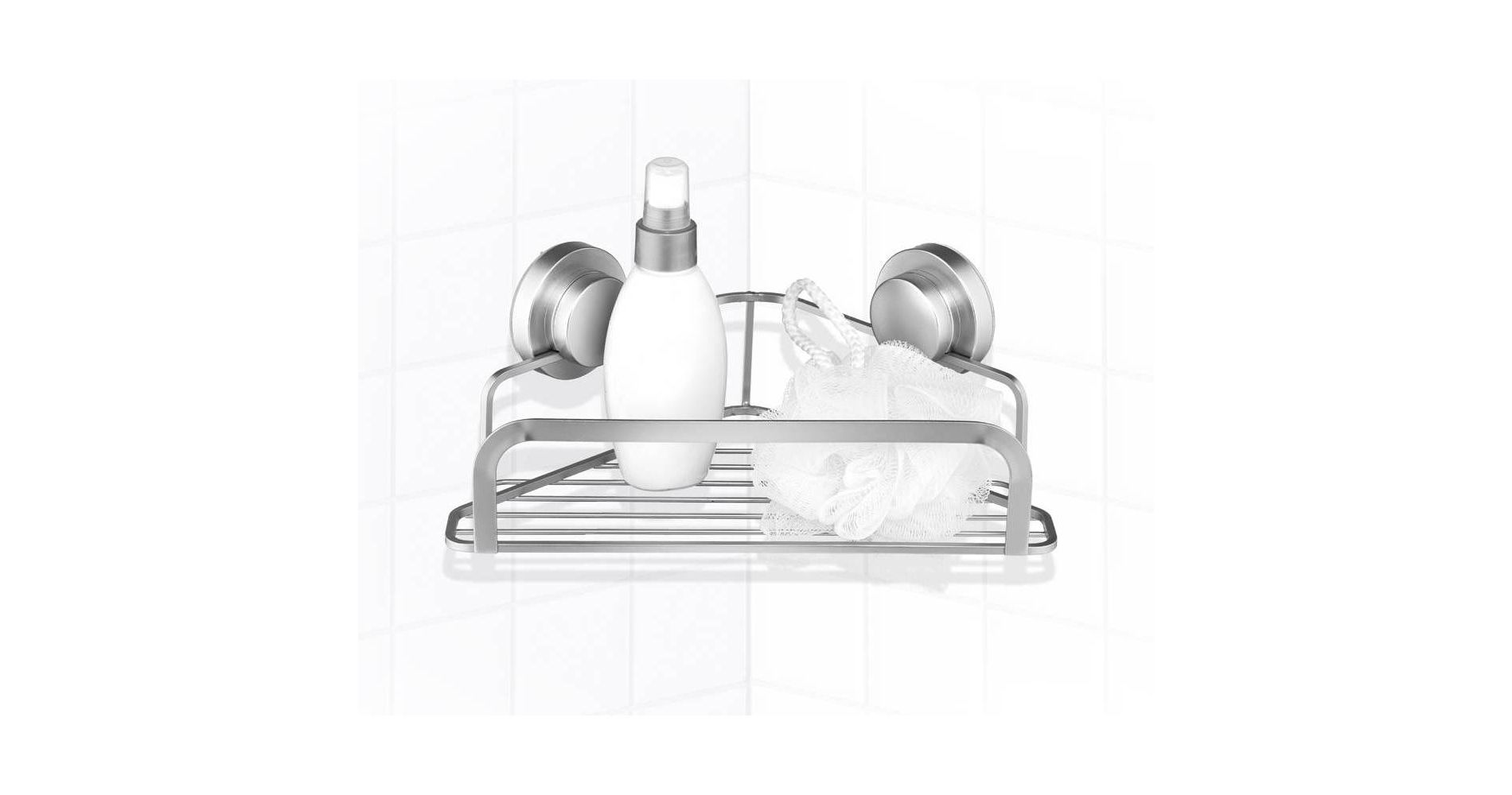 Popular Bath Popular Home Corner Shelf with Suction Metal Nickel Finish