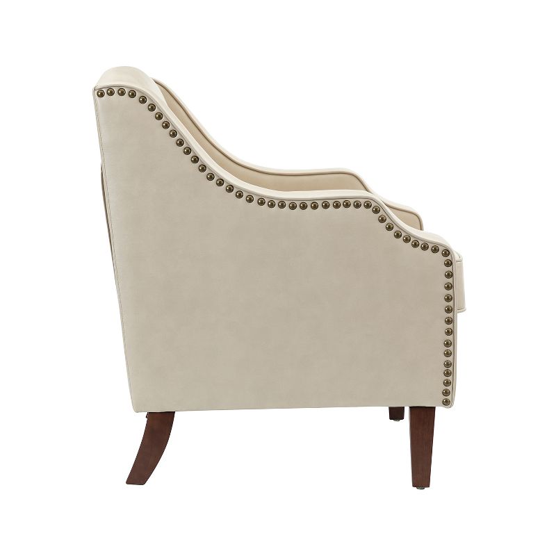 Mornychus Contemporary and Classic Vegan Leather Armchair with Nailhead Trim | KARAT HOME, 3 of 11