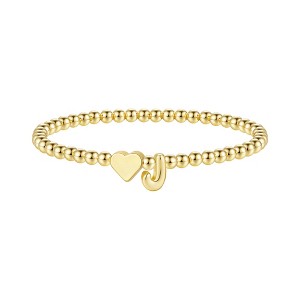 Turandoss Gold Initial Bracelets for Women Girls - Dainty Beaded Heart Bracelet for Kids, Letter Charm Bracelet for Girls, Christmas Jewelry Gifts - 1 of 4
