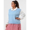 Agnes Orinda Women's Plus Size Fashion V Neck Cable Knit Sleeveless Pullover Casual Sweater Vests - 4 of 4