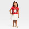 Toddler Girls' Minnie Mouse Holiday Short Sleeve Graphic T-Shirt - Red - 4 of 4