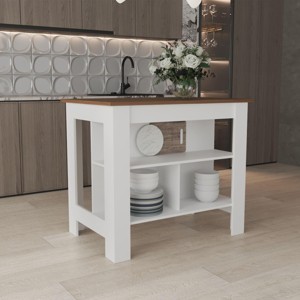 INFURNIC Kitchen Carts and Islands Island with Three Storage Shelves and Spacious Meal Prep Surface, Multicolored, 27.5"*40.5"*35.4" - 1 of 4