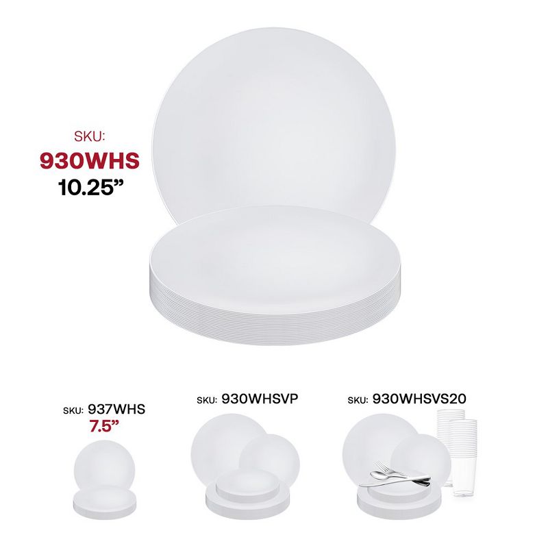 Smarty Had A Party 10.25" White with Silver Rim Organic Round Disposable Plastic Dinner Plates (120 Plates), 5 of 7
