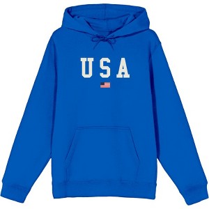 Americana USA Flag Long Sleeve Adult Hooded Sweatshirt - 1 of 2