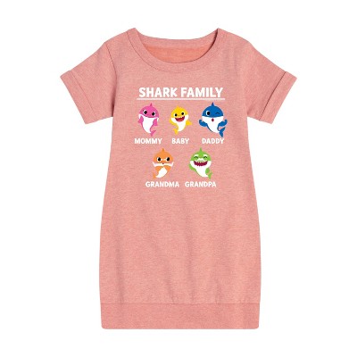 - Baby Shark - Types Of Sharks Graphic Short Sleeve Fleece Dress