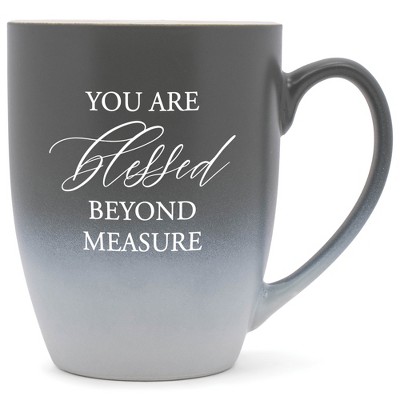 Elanze Designs You Are Blessed Beyond Measure Two Toned Ombre Matte Grey and White 12 ounce Ceramic Stoneware Coffee Cup Mug