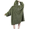 FAAYFIAN Microfiber Wearable Blanket Hoodie for Women, Lightweight Faux Shearlin Hoodie Blanket with Pocket & Hood, One Size Loungewear, Green - 2 of 4