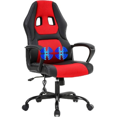 FDW Racing Gaming Chair Home Office Chair Ergonomic Desk Chair Massage PU Leather Computer Chair with Lumbar Support Headrest Armrest ,Red