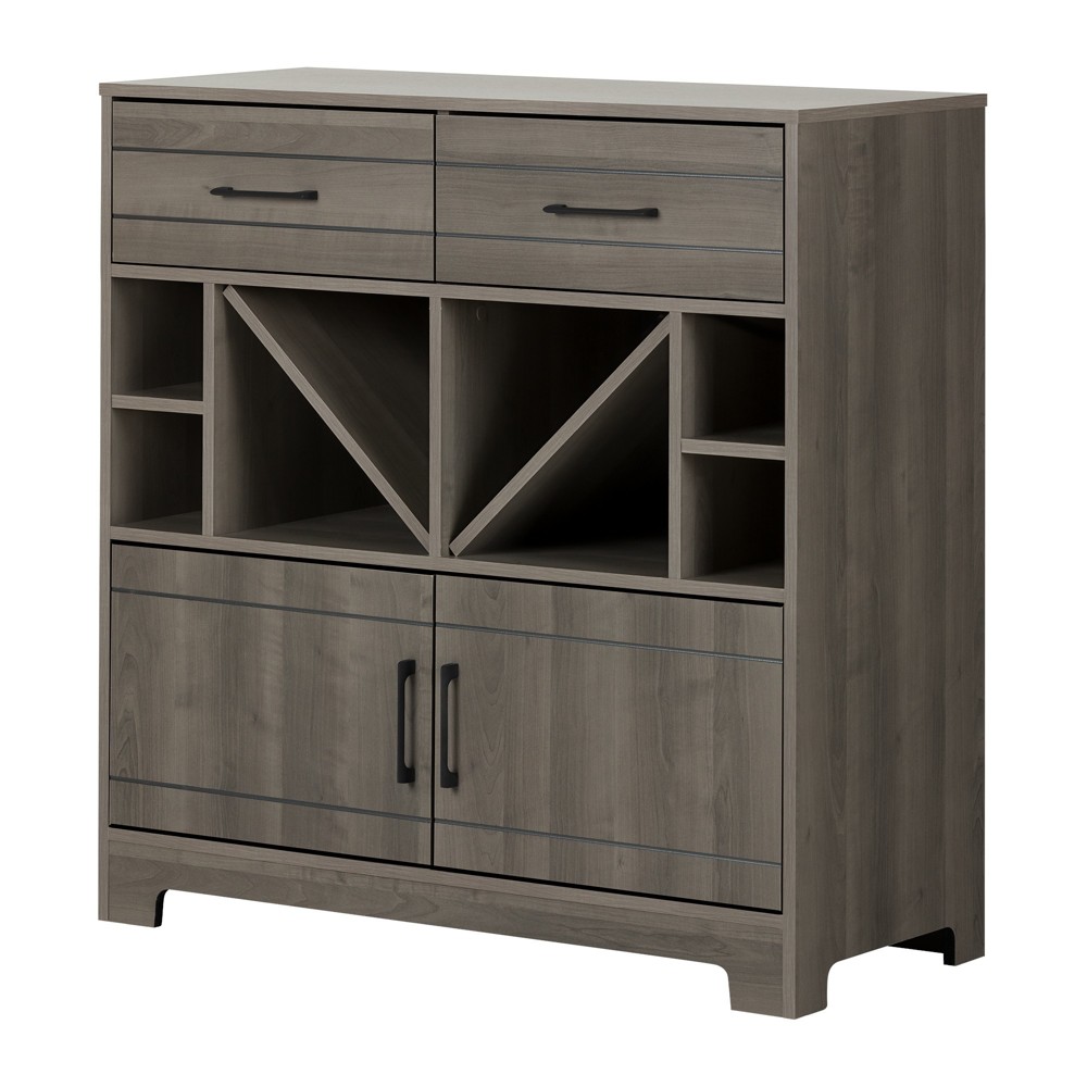 Vietti Bar Cabinet with Bottle Storage and Drawers Gray Maple South Shore