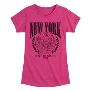 Girls' - Marvel - Avengers NYC Fitted Short Sleeve Graphic T-Shirt - 1 of 4