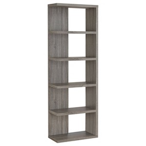 70.75" Rustic 5 Shelf Bookcase Weathered Gray - Coaster: Laminated Melamine, Fixed Shelves, Open Back - 1 of 4