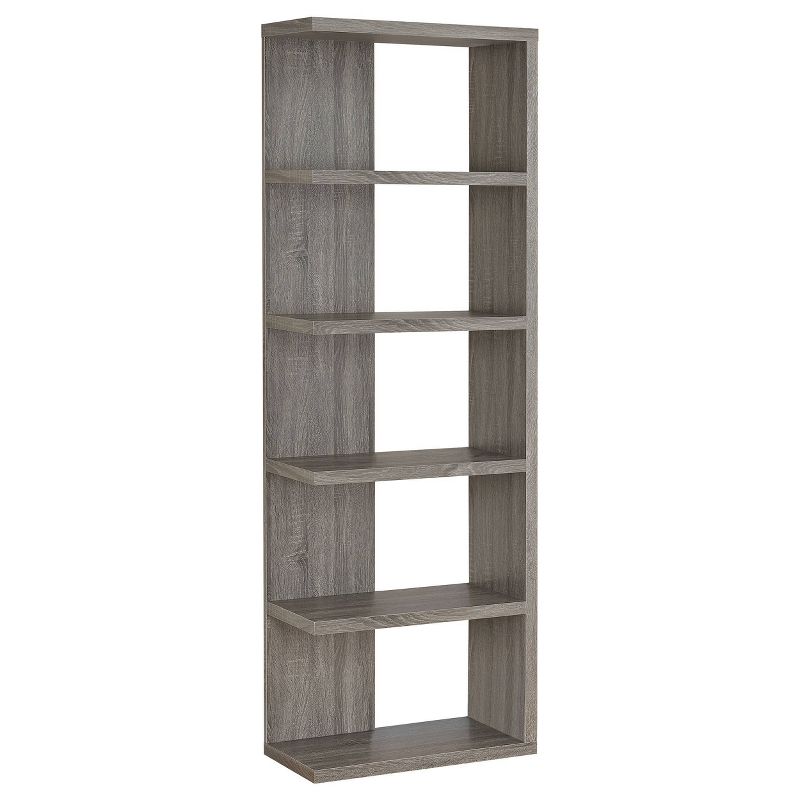 70.75&#34; Rustic 5 Shelf Bookcase Weathered Gray - Coaster, 1 of 12
