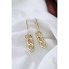Slickblue Women's Earrings, Gold Detachable Hoop with Chain Link Dangle Detail, 3" Long, Open Geometric Design - 2 of 4