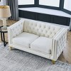 Velvet Chesterfield 2-Seater Sofa,Tufted Loveseat with Metal Legs & Nailhead Trim for Living Room - 3 of 4