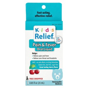 Homeolab USA Kids Relief, Pain & Fever Oral Liquid, For Kids 0-12 Yrs, Cherry, 0.85 fl oz (25 ml) - 1 of 3