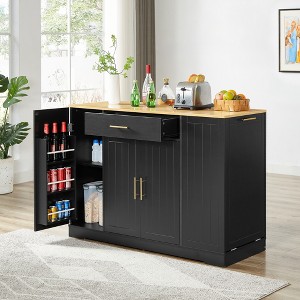 RISOKEYS 53 inch Large Kitchen Island with Trash Can Storage Cabinet,Islands Table with Drawer and Adjustable Shelves,for Dining,Kitchen - 1 of 4